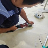 石材立柱清洗+打蜡+抛光