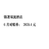 锦著双流酒店6月对账单： 3859.4元